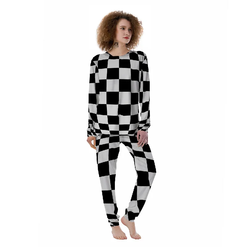 Checkered Board And Convex Shape Print Women's Pajamas Kids' pajama sets