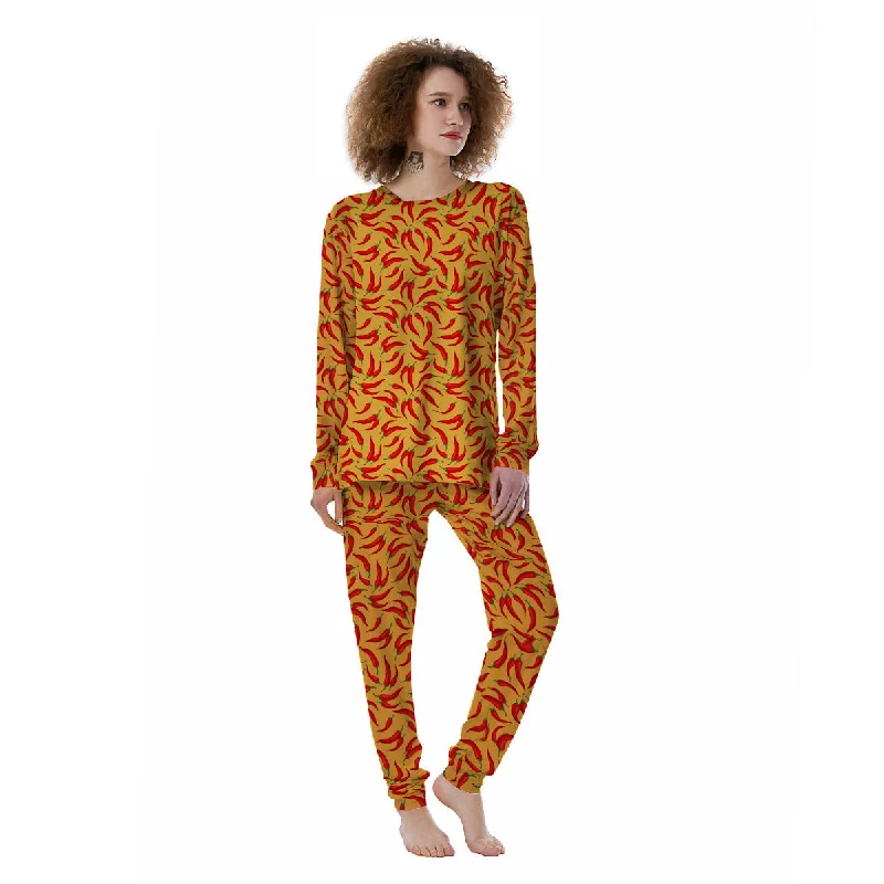 Chili Pepper And Orange Print Pattern Women's Pajamas Camisole pajama sets