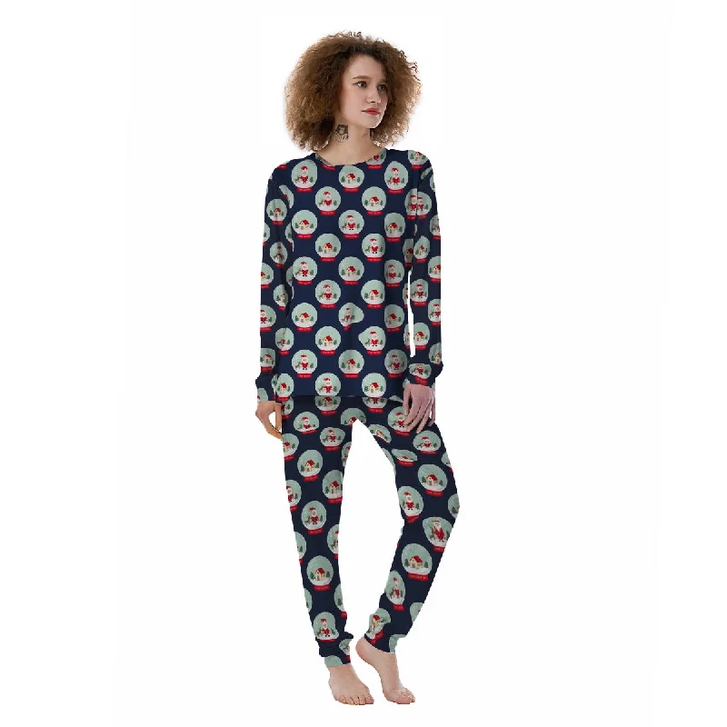 Christmas Snow Globe Print Pattern Women's Pajamas Expensive pajama sets