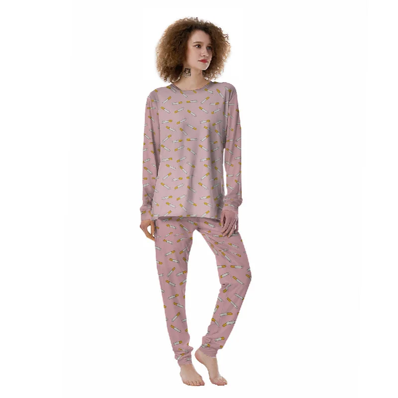 Cigarette And Pink Print Pattern Women's Pajamas Calvin Klein pajama sets