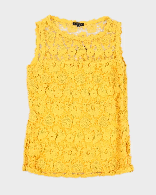 Escada Yellow Lace Sleeveless Top - S Short sleeve pajama sets