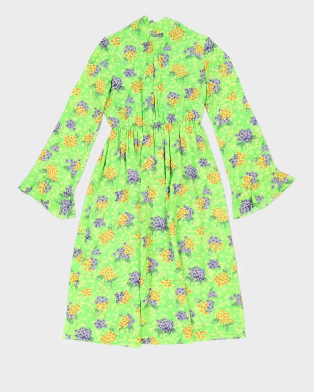 Les Reveries Green Floral Silk Dress - M Movie night pajama sets