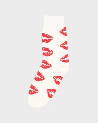 Lips White Socks - One Size Best pajama sets for honeymoon