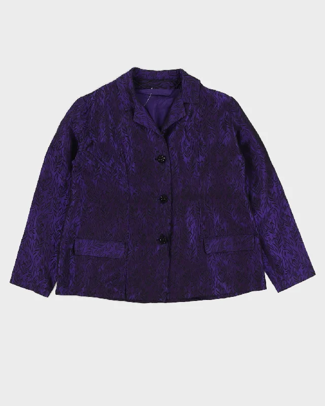 Purple And Black Patterned Blazer Jacket - M Shein pajama sets