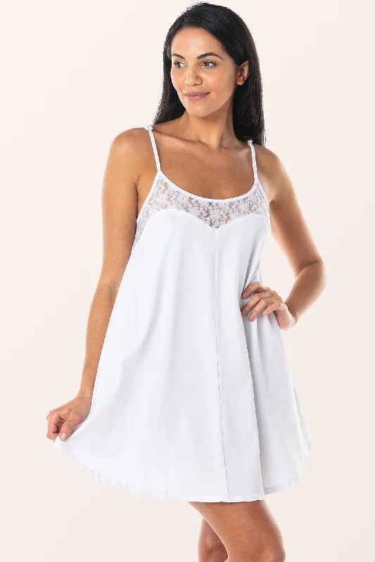 Lace Chemise Nightdress - White Polyester pajama sets