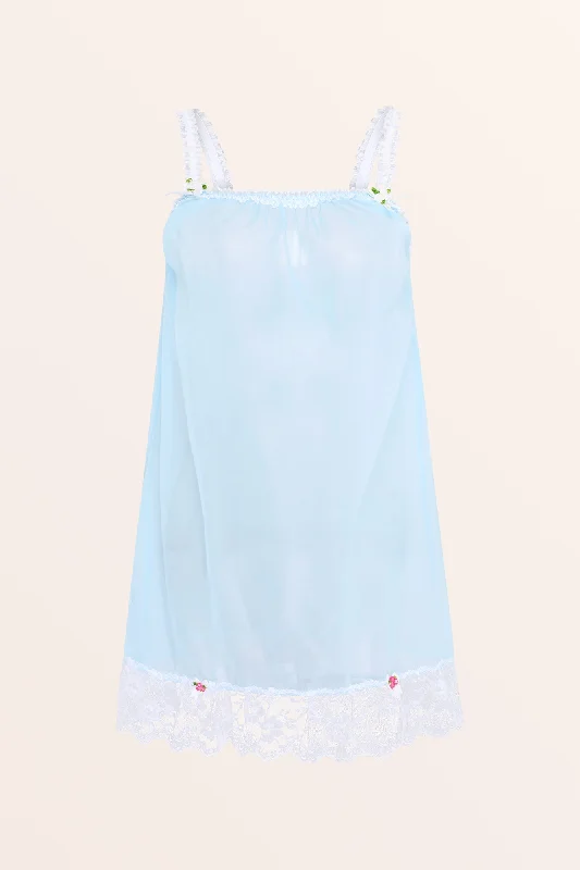 Sheer Frilly Babydoll Nightdress - Baby Blue/White Calvin Klein pajama sets