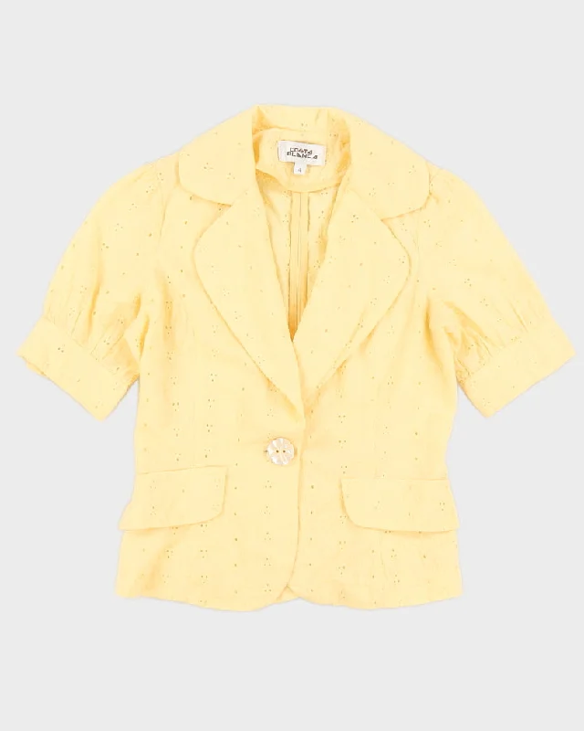 Yellow Lace Short Sleeve Blazer Jacket - XXS Best pajama sets for sensitive skin