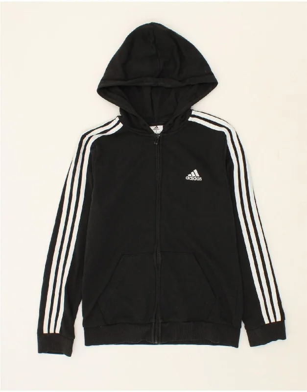 ADIDAS Womens Zip Hoodie Sweater UK 8/10 Small Black Cotton Party sweaters