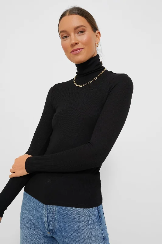 Black Lexi Rib Turtleneck Boho-style sweaters