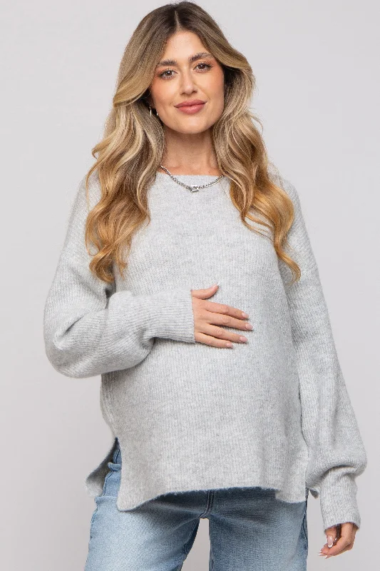 Heather Grey Soft Knit Lace Up Back Maternity Sweater H&M sweaters