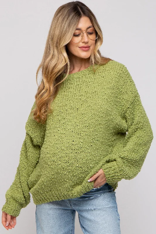 Lime Chunky Loose Knit Maternity Sweater Cropped sweaters