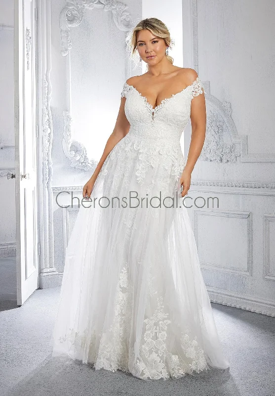 Julietta - 3323 - Chandra - Cheron's Bridal, Wedding Gown Illusion Neckline Gown