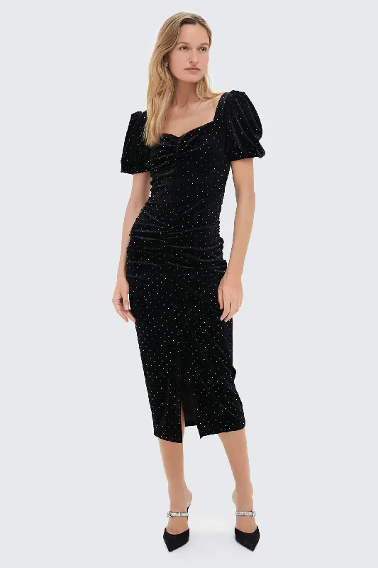 Black Felina Midi Dress Women's trendy midi dresses sale