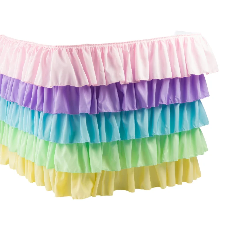 Ruffled 5 Tier Pastel Rainbow Table Skirt 14ft Polyester Casual unclassified skirts