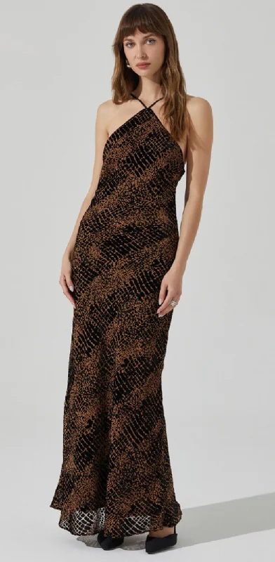 Briotte Halter Printed Maxi Dress by ASTR the Label Wedding guest maxi dresses