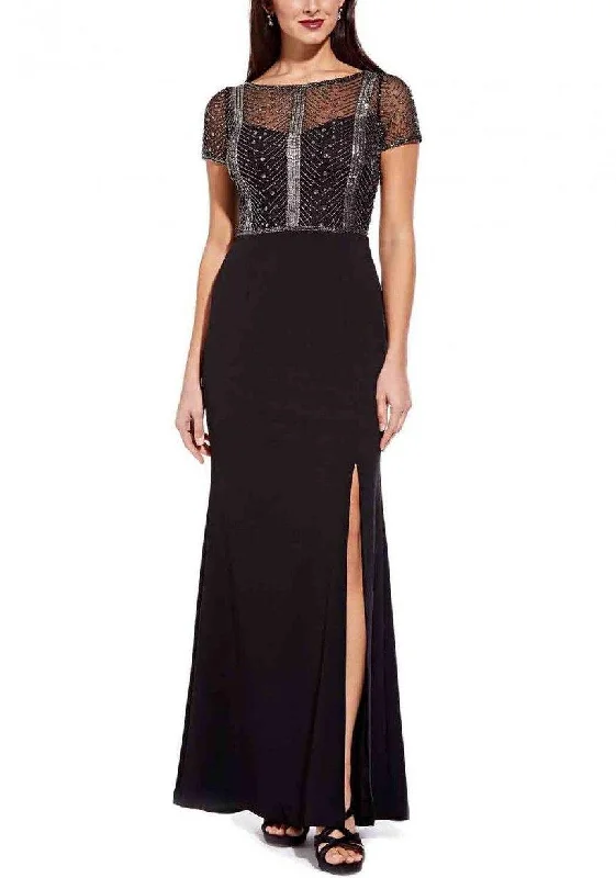 Adrianna Papell AP1E204830 Long Short Sleeve Formal Dress Tiered maxi dresses