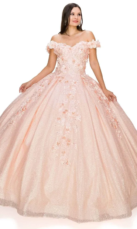 Cinderella Couture 8020J - Off Shoulder Floral Glitter Ballgown Chic party dresses