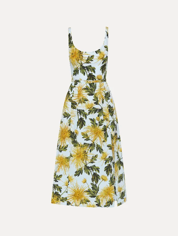 Chrysanthemum Cotton Poplin Tank Dress Soft Tank Dress Trend