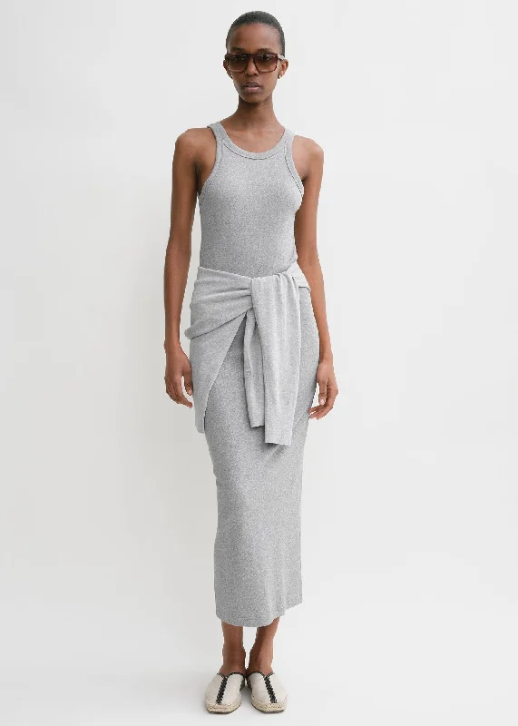 Curved rib tank dress grey melange Tank Dress Party