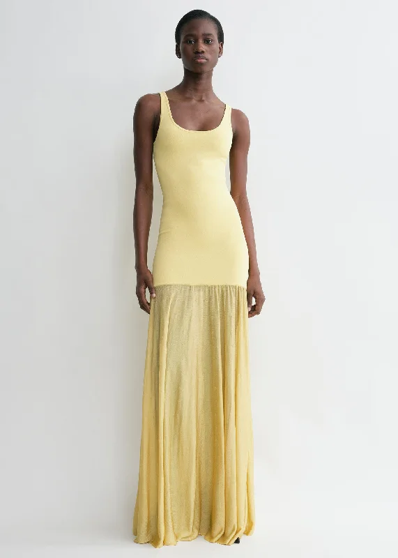 Evening tank dress soft yellow Tank Dress Glam