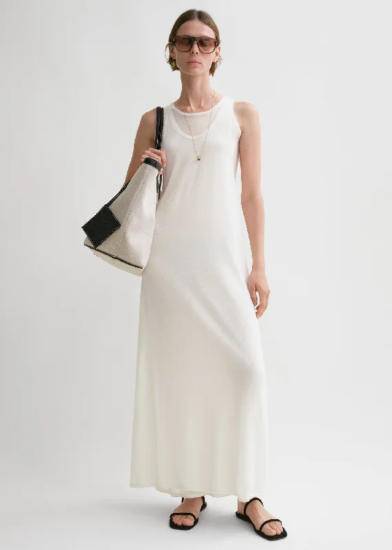 Layered knit tank dress talc Simple Sleeveless Dress