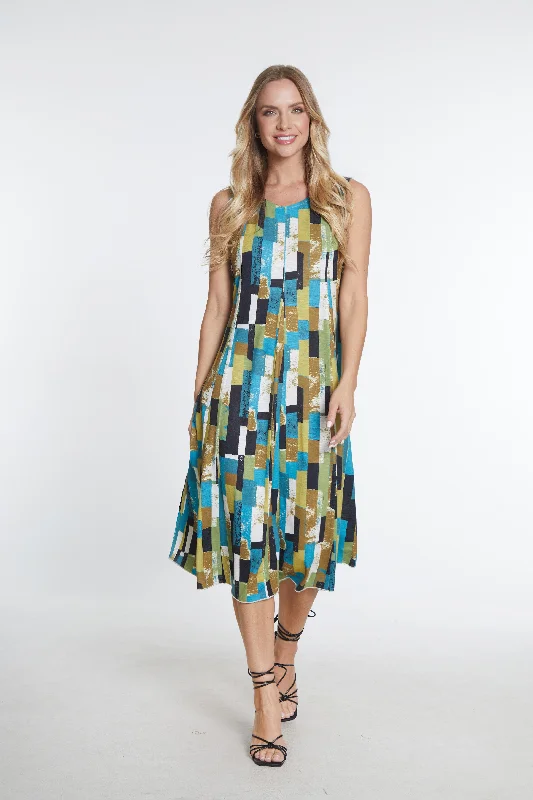 Scoop Neck Tank Dress - Women's - Geo Multi Stylish Tank Gown