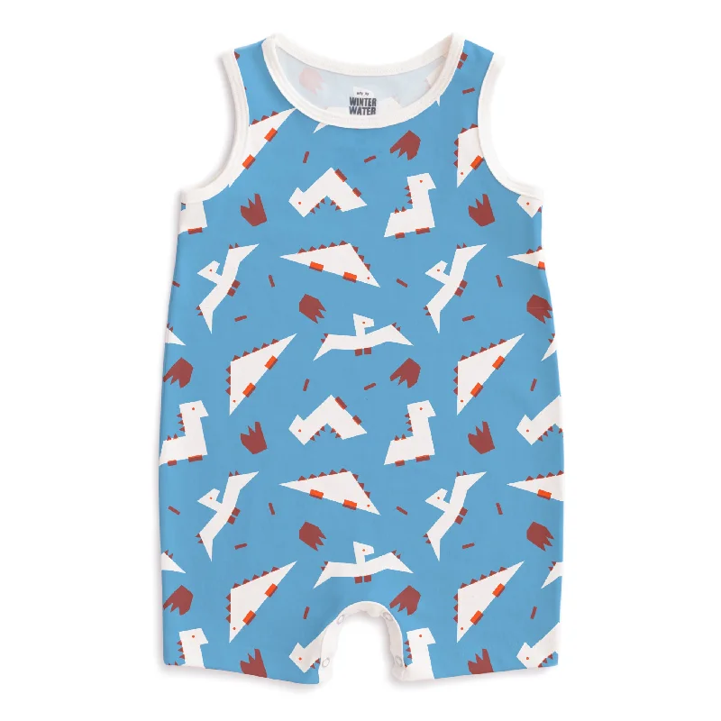 Tank Top Romper - Dino Dreams Blue Chic Sleeveless Dress