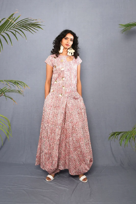 Block Printed Box Panel Dress Long floral dresses