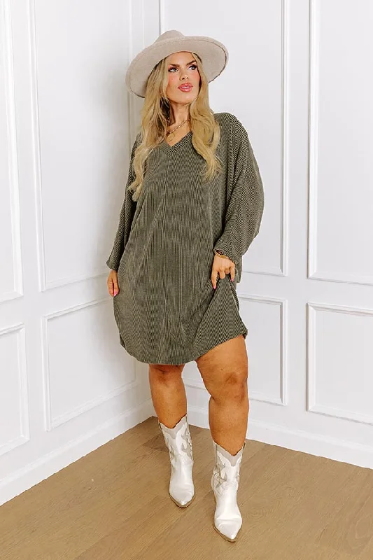 Casual Chats Shift Dress In Olive Curves Designer unclassified dresses