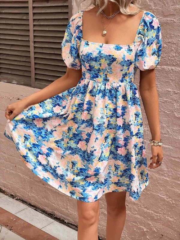 Floral Puff Sleeve Sundress Maxi floral dresses