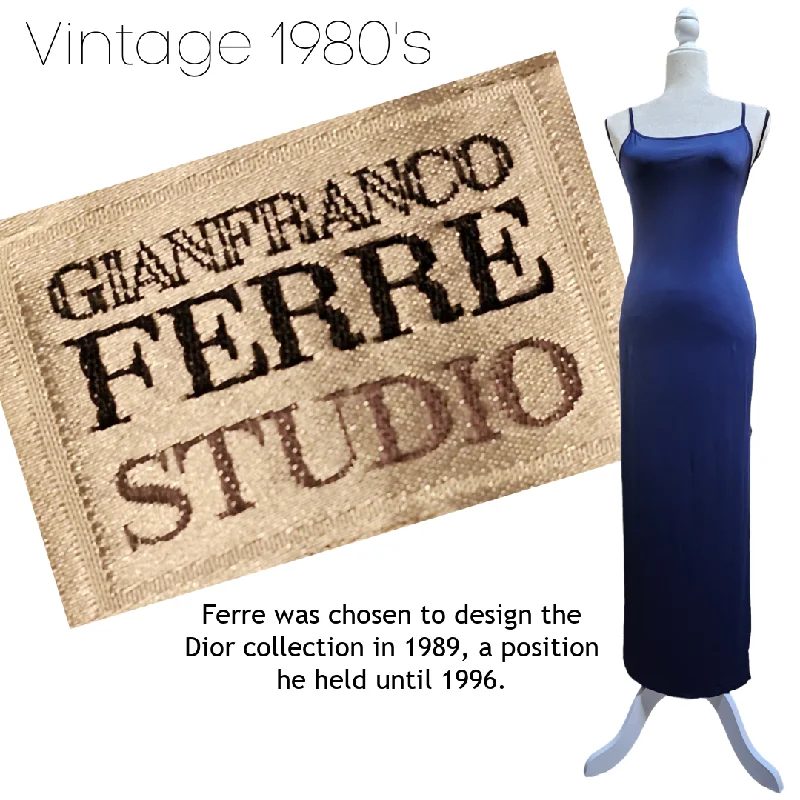 Gianfranco Ferre Studio Vintage 1980’s Nylon Lycra Stretch Column Dress Long unclassified dresses