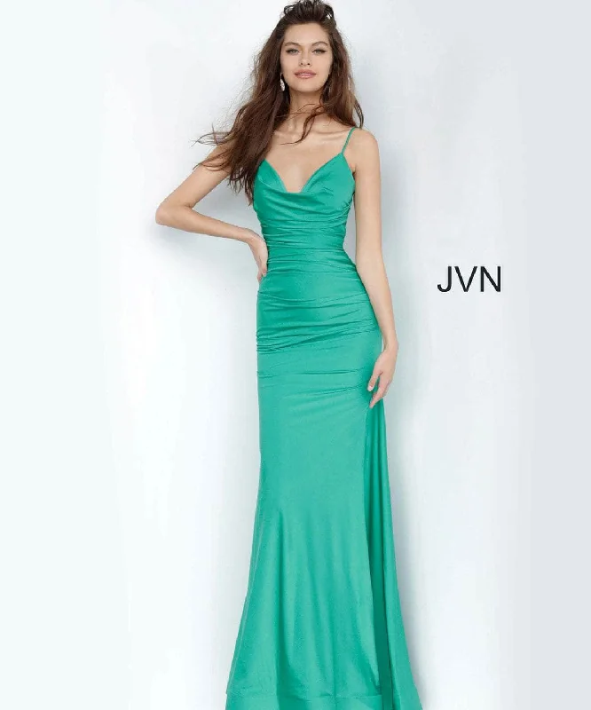 Jovani JVN00968A - Cowl Neck Ruched Prom Dress Sequin unclassified dresses