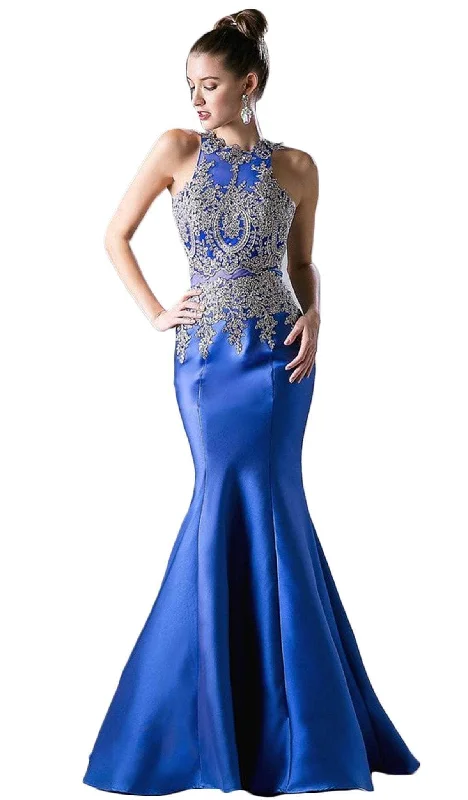 Ladivine 8934 - Embroidered Cutout Back Evening Gown Bright color unclassified dresses