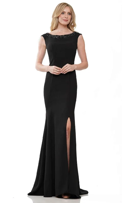 Marsoni by Colors MV1247 - Scoop Neck Beaded Evening Gown Off-shoulder unclassified dresses