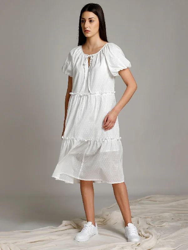 Material & Care  Organic 100% Cotton & CotPUFF SLEEVE TIERED DRESS Comfortable unclassified dresses