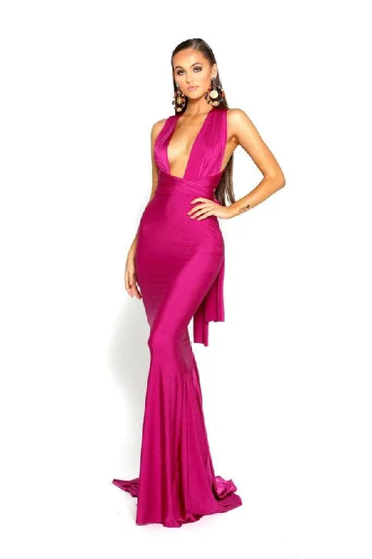 Portia and Scarlett PS6110 - Crisscross Back Plunging Prom Dress Backless unclassified dresses