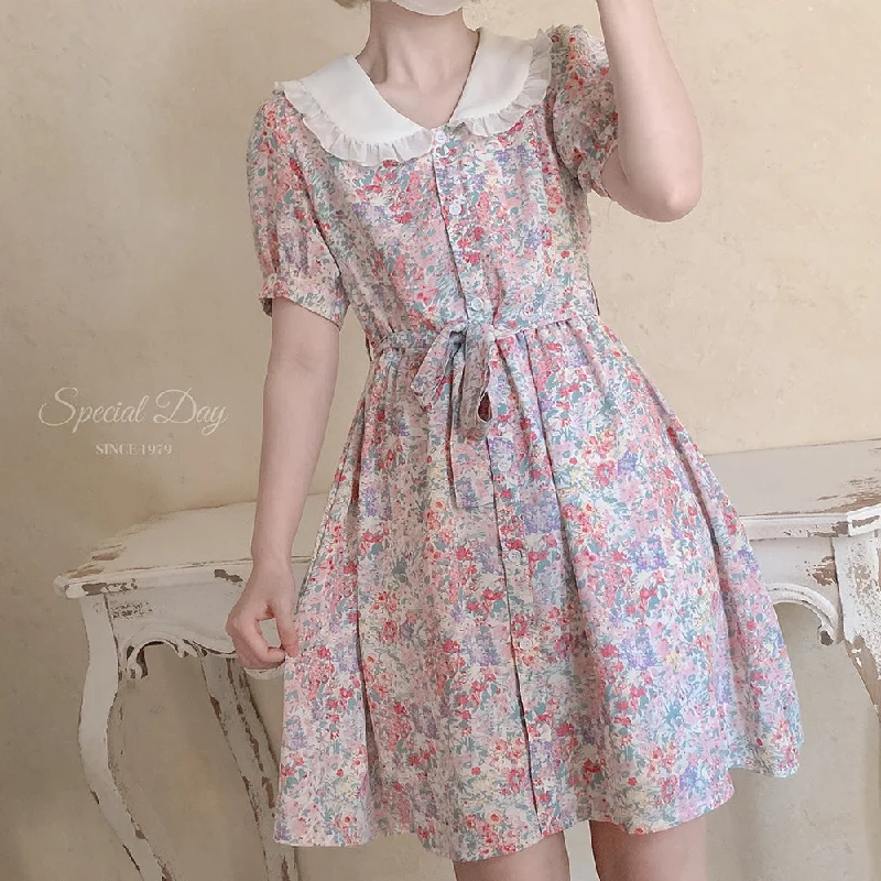 retro girl colorful floral dress A30799 Beach floral dresses