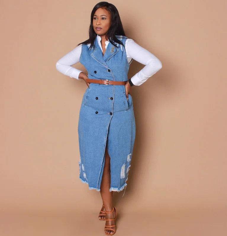 Aberley’s Denim Vest- Dress (Restocked) Denim Skirt Flare