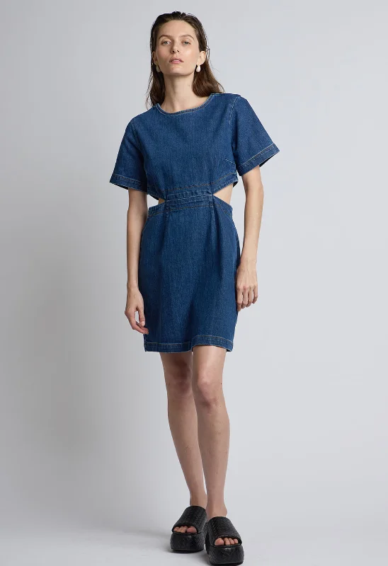 Remy Dress in Denim Embellished Denim Skirt