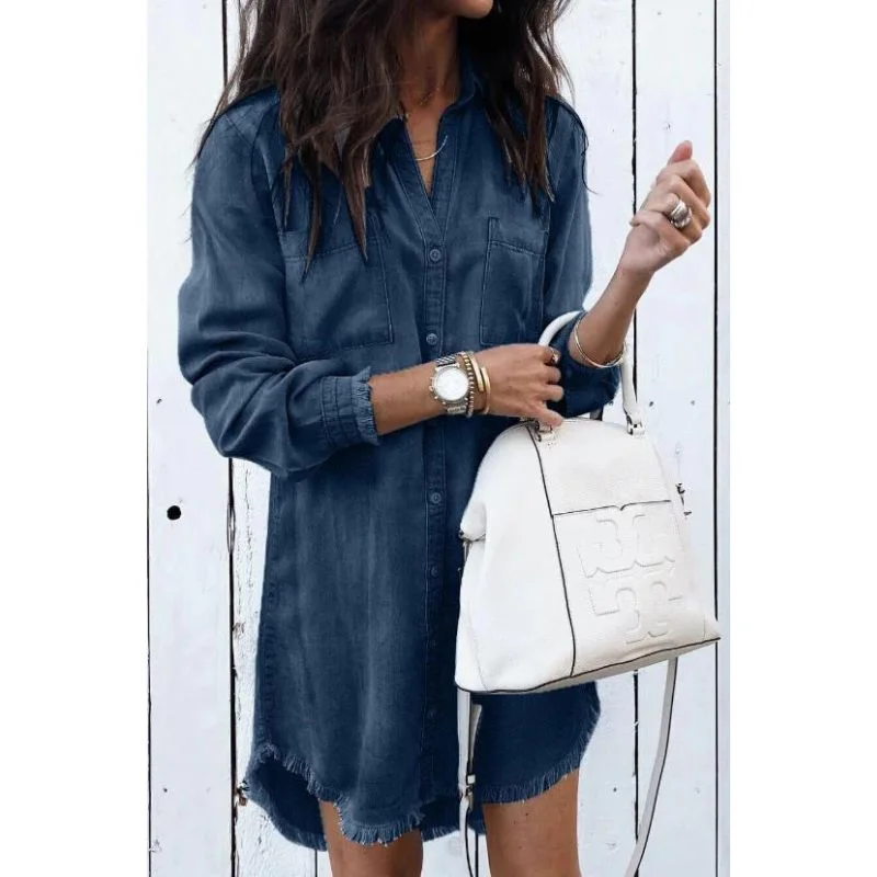 Lara | Denim Dress Front Button Denim