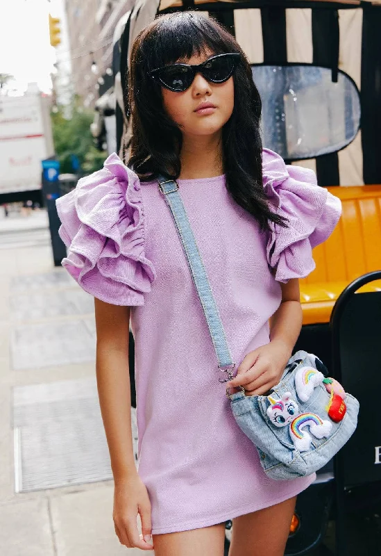 Lavender Haze Ruffle Denim Dress Elegant Denim Skirt