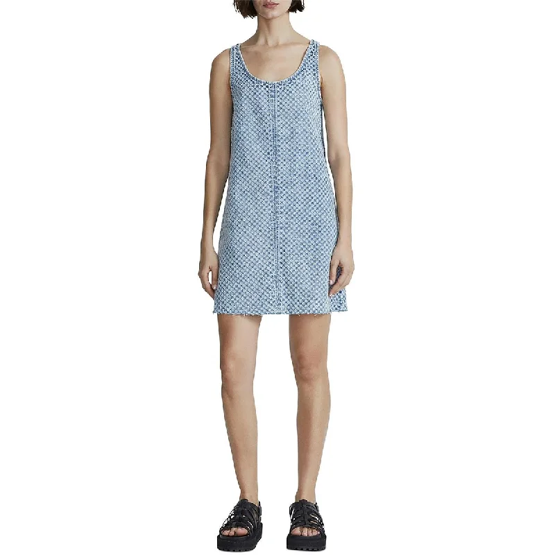 Rag & Bone Womens Distressed Denim Shift Dress Casual Denim Skirt