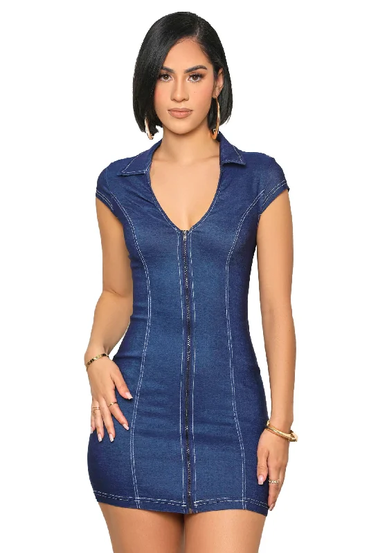 Zip It Denim Dress- FINAL SALE Denim Skirt Appeal