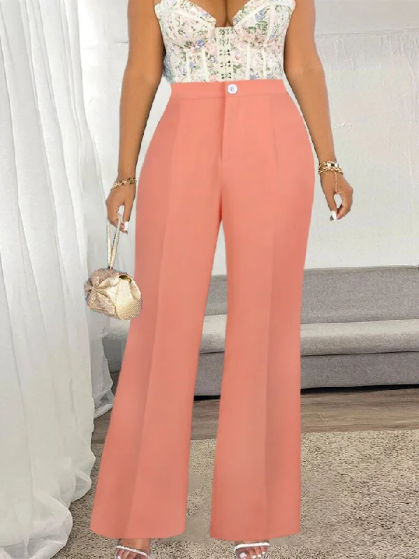 Pbong mid size graduation outfit romantic style teen swag clean girl ideas 90s latina aestheticWomen Pants High Waist Pink Elegant Wide Leg Trousers with Elastic Band Female African Fashion Casual Office Business Outfit New