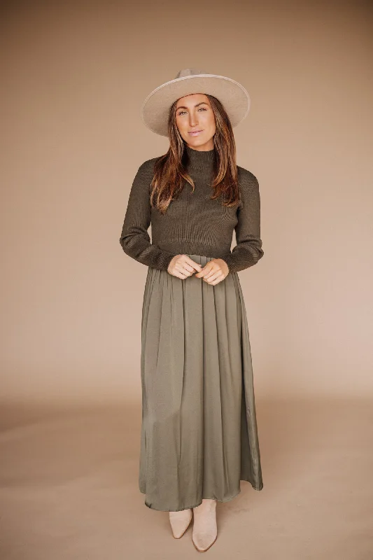 Autumn Sweater Dress in Olive Winter Knit Dress