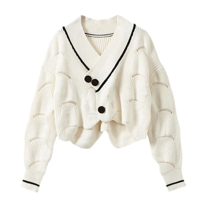 Harajuku Korean Style White Knitwear Tops Coat Autumn Winter Sweet College Style Sweater Female Student Loose Casual Cardigan Holiday Sweater Dress