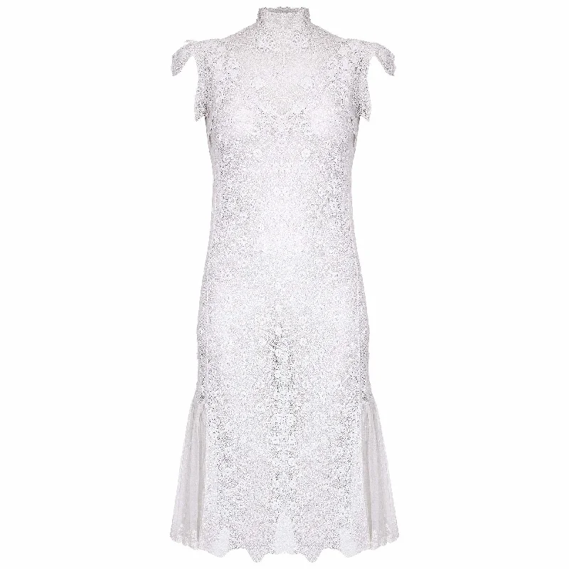 1920s White Handmade Irish Crochet Lace Bridal Dress Lace Dress Trendy