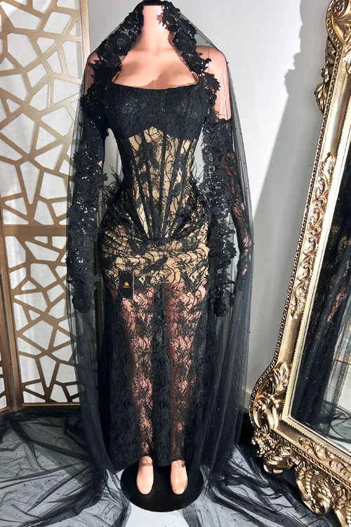 Angelina Black Lace Dress(Ready To Ship) Lace Gown Glam