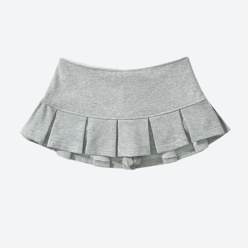 Pleated Micro Mini Skort Soft Leather Skirt