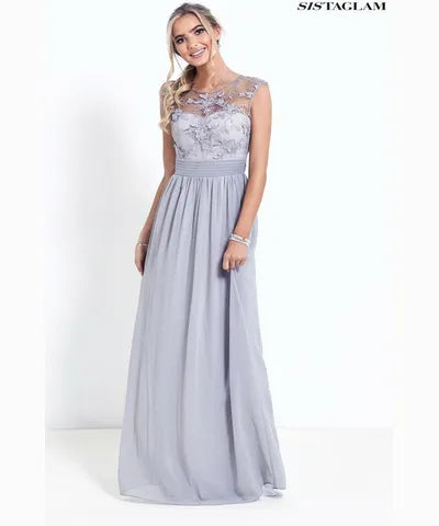 Embellished Maxi Dress Grey Summer Floral Maxi